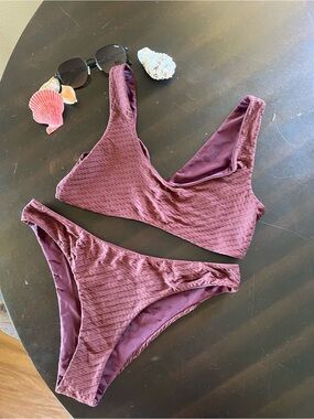 Rhythm Textured Brown Bikini Set